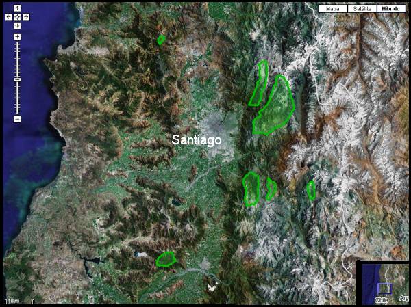 Mapa Areas Silvestres Region O´Higgins