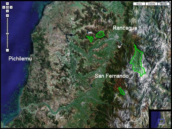 Mapa Areas Silvestres Region O´Higgins