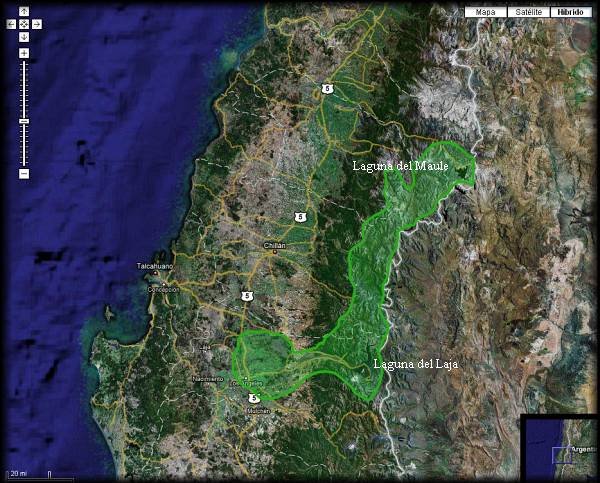 Mapa de distribucion natural de Maihuenia poeppigii